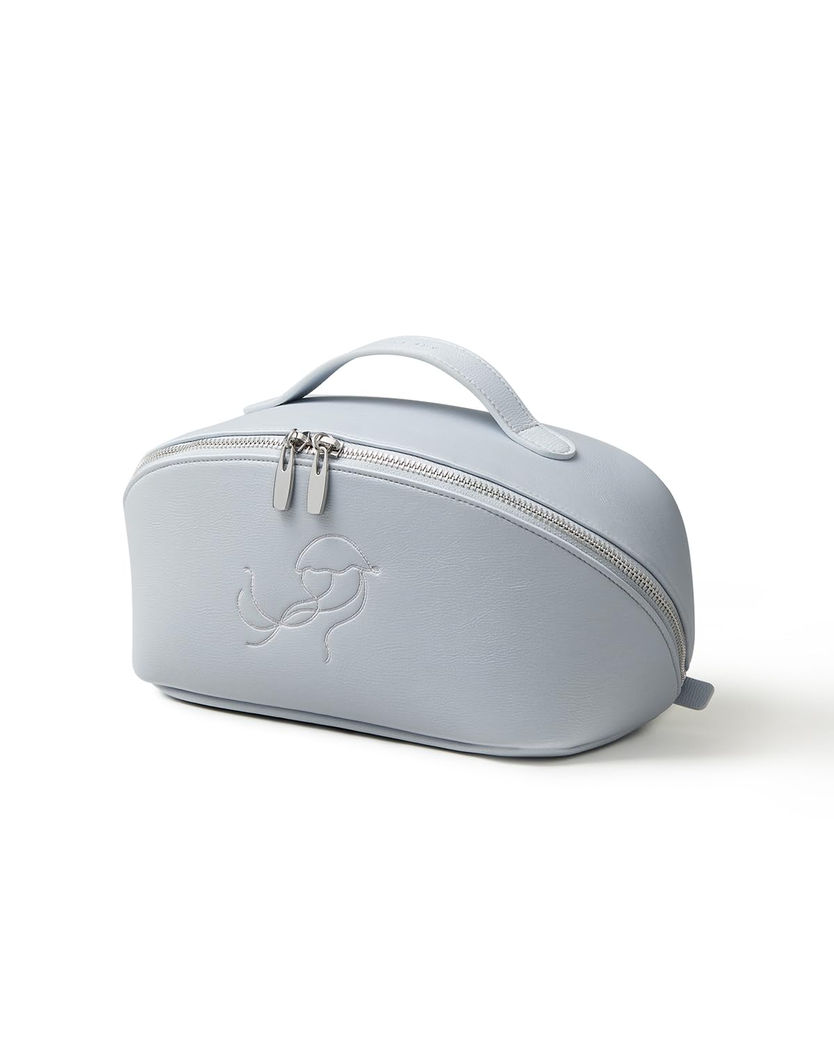 EACHY Travel Makeup Bag for Women, Flat Open Cosmetic Bag, Blue, Medium