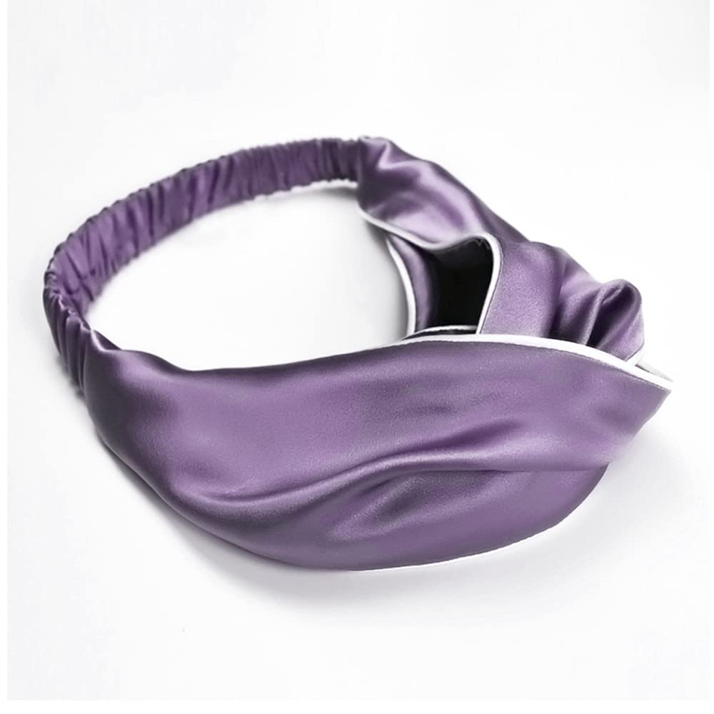 Satin Headband for Women - Wide Silk Hair Band, Elastic Plain Stretchy Headbands for Girls and Adults (Purple) - Image 2