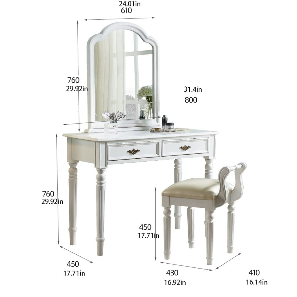 TEESONG Schlafzimmer Schminktische Schminktisch Set Schlafzimmer Minimalistisch Make-up Schreibtisch mit zwei Aufbewahrungsschränken Moderne Frauen Kommode Make-up Schminktisch Schminktisch