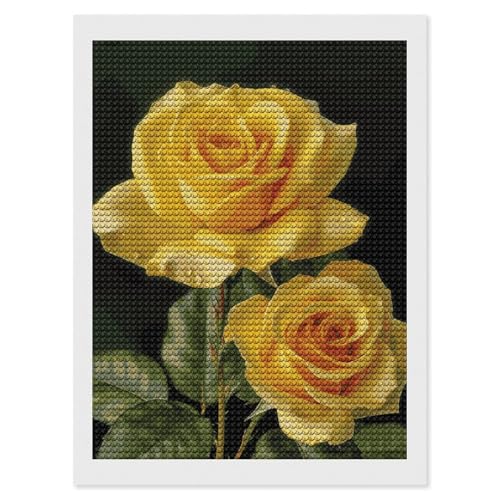 Peinture diamant rose jaune pour activité créative salon maison