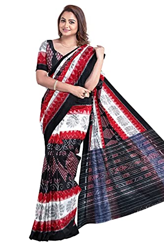 Image of Odisha Sambalpuri Handloom Ikat Women's Cotton Saree, Odisha Handloom Handmade Pure Cotton Khandua Saree, Ikkat Orissa Traditional Handloom Saree Without Blouse