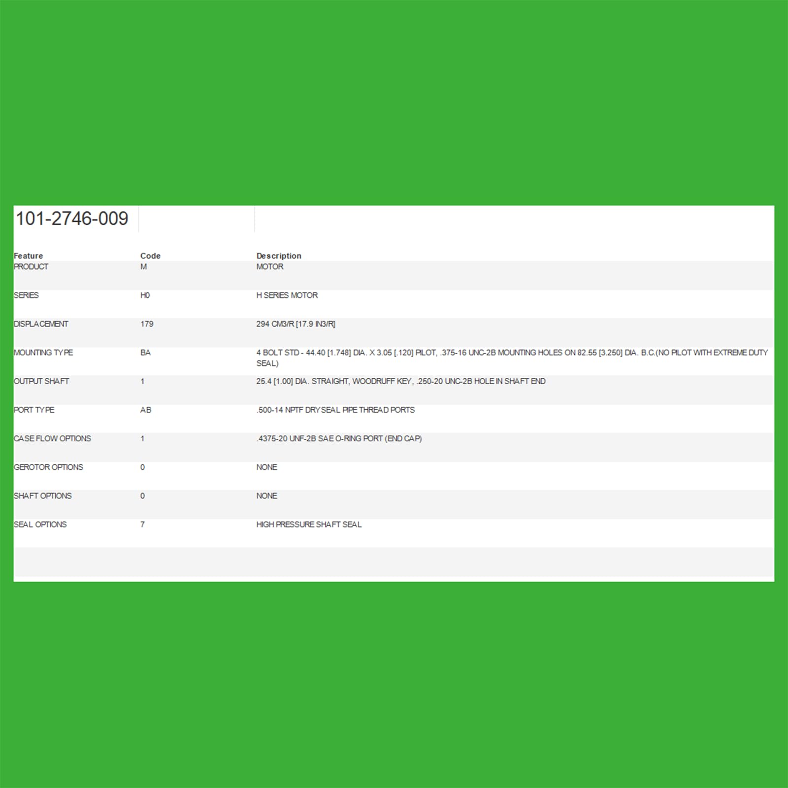 Giuqa Hydraulic Motor 101-2746-009 Fits for Eaton Char-Lynn H Series Motor Replace 101-2746