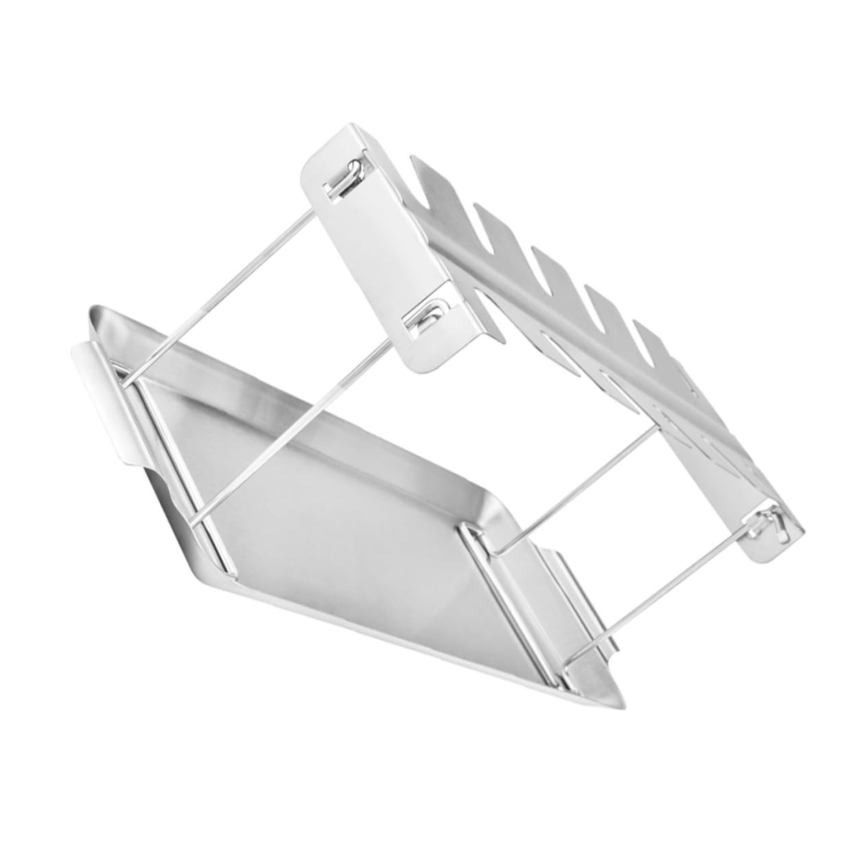 Soporte para Pollo de Acero Inoxidable con Bandeja Antigoteo Parrilla Plegable para Barbacoa Herramienta Práctica para Exteriores y para Parrilladas Familiares y Camping