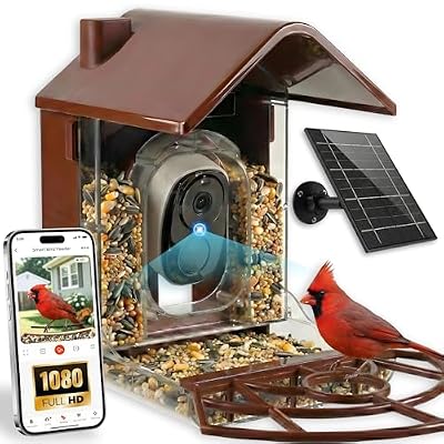 Smart Bird Feeder with Camera Solar Powered - 2K HD Live Video - AI Bird Recognition - Instant App Alerts - Weatherproof Design - Birdwatching for Nature Lovers - Capture Wildlife
