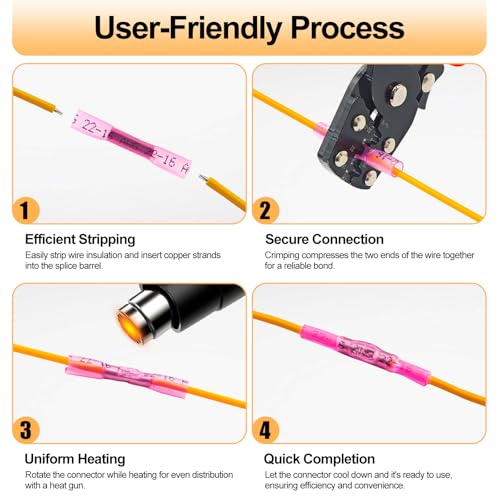 Conectores termorretráctiles 1500 uds terminales cables crimpado impermeable 6