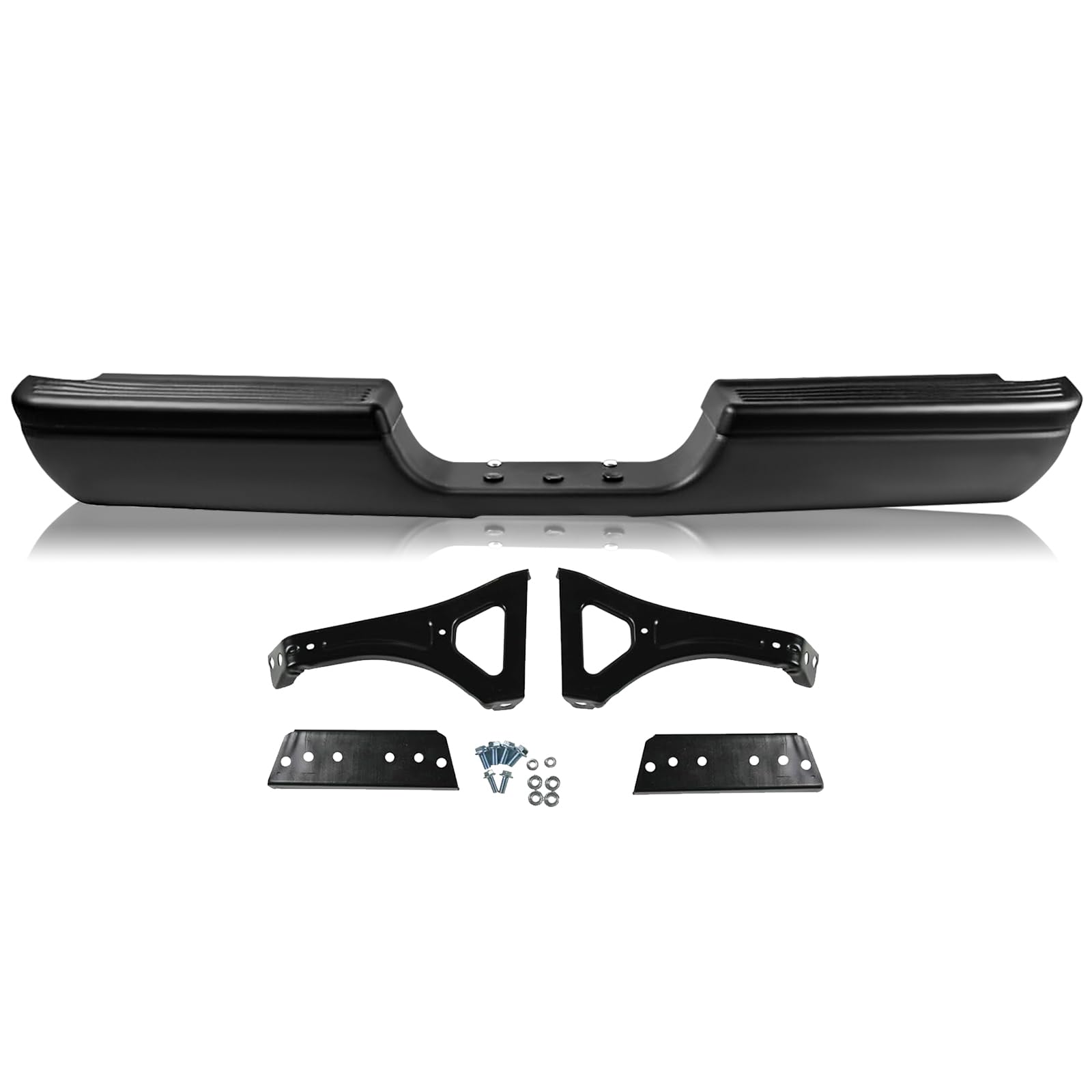SOCKIR Anti-Rust Coating Rear Bumper Assembly Fits for 1994-2001 Dodge Ram 1500 & 1994-2002 Ram 2500 3500 Fleetside/Styleside Models Only w/Step Pads Black Steel
