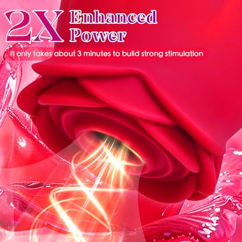 Image of Rose Toy - Sucking Vibrator Clitoral Stimulator with Air Pulse & Vibration, Sex Toy for Women, Rechargeable Adult Toy for Female Pleasure & Self Care, Red