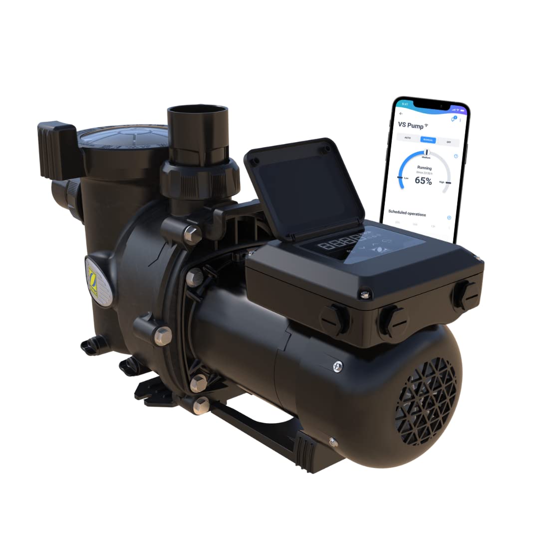 Zodiac E30 iQ 100 bomba de velocidad variable, recomendada para piscinas de hasta 80 m3, alta eficiencia energética en la filtración. Ahorra energía, silenciosa (-12dB) y control mediante una App