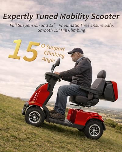 Image of Heavy Duty All-Terrain Mobility Scooters for Adults & Seniors, 1000W Motor, 550LBS Capacity, 32 Miles Long Range & 9MPH, FDA Cleared, 13 inch Air Tires with Full Suspension, USB, Large Storage