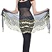 REINDEAR Vogue Style Chiffon Dangling Gold Coins Belly Dance Hip Scarf US Seller (Black)