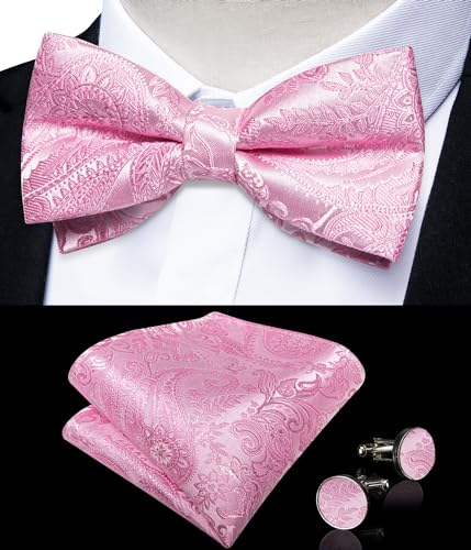 Image of DiBanGu Paisley Bow Tie and Supenders for Men Tuxedo Heavy Duty 6 Clips Suspender Adjustable Y-Shape Mens Trouser Braces