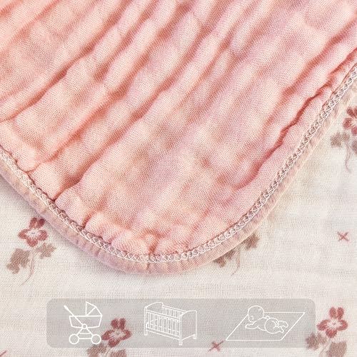 Image of Muslin Throw Blanket 100% Cotton 6-Layer Gauze Red Floral Pattern Cooling Blanket Lightweight Soft Breathable Quilt for All Season Both Sides for Sofa Couch (Floral Red, Throw 50 inchx60 inch)