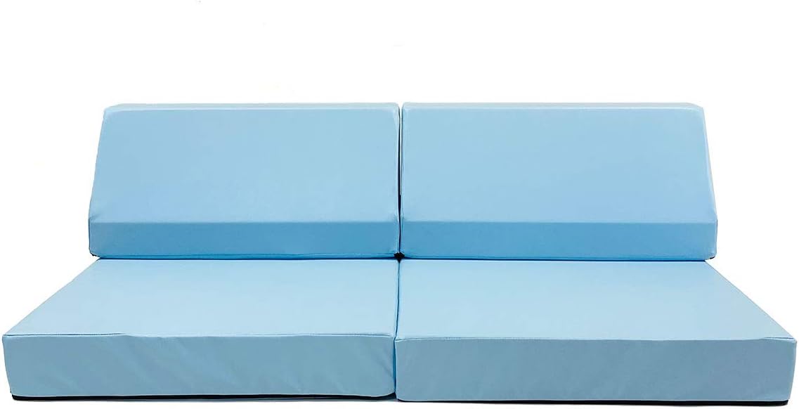 Foamnasium Blocksy Mini, Indoor Foam Playset 3 Piece Soft Toddler and Kids Active Play Couch for Crawling, Climbing, Fort Building and Jumping, Made in The US, White