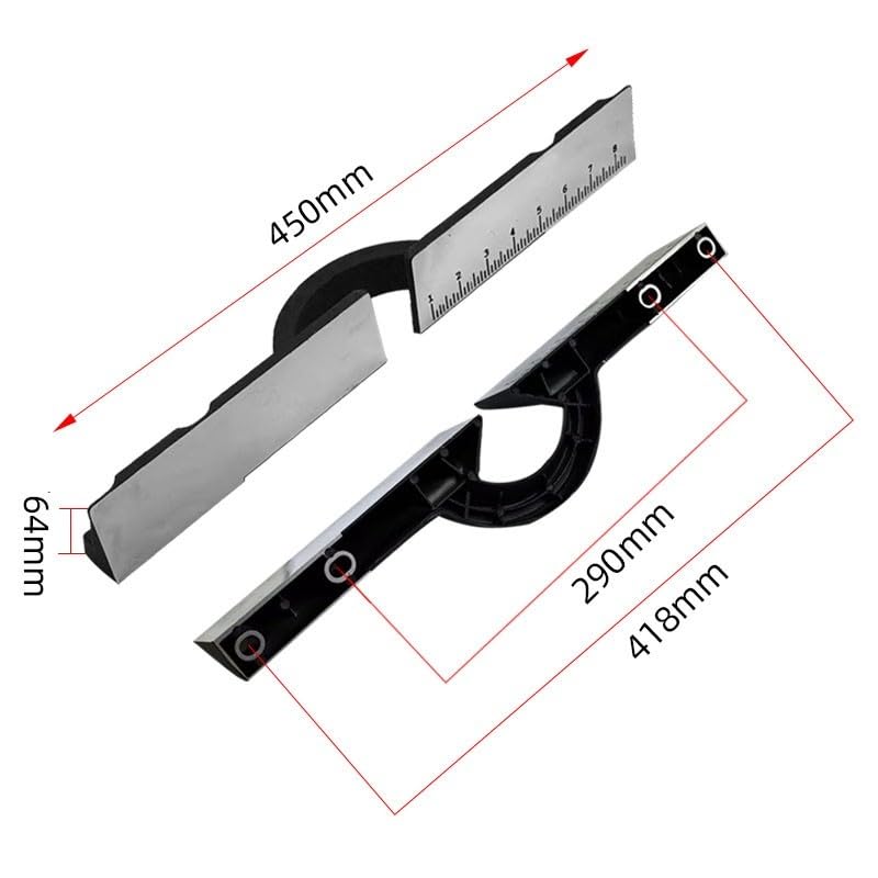 Clôture de scie à onglet en aluminium, guide d'extension de 450 mm pour 255 fraises, déflecteur en fonte épaisse avec échelle pour un travail précis du bois
