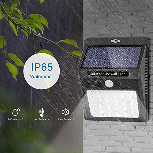 Solar Lights Outdoor [42 LED/3 Working Mode], SEZAC Solar Security Lights Solar Motion Sensor Lights Wireless IP 65 Waterproof Outdoor Lights for Garden Fence Patio Garage (6 Pack)