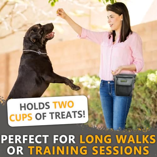 TRIPOLACO Leckerlitasche für Hunde – Magnetischer Leckerlibeutel für Hunde mit Mehreren Taschen, Kotbeutelspender & Handyfach, 3 Tragevarianten - Idealer Futterbeutel Hundetraining & Spaziergänge