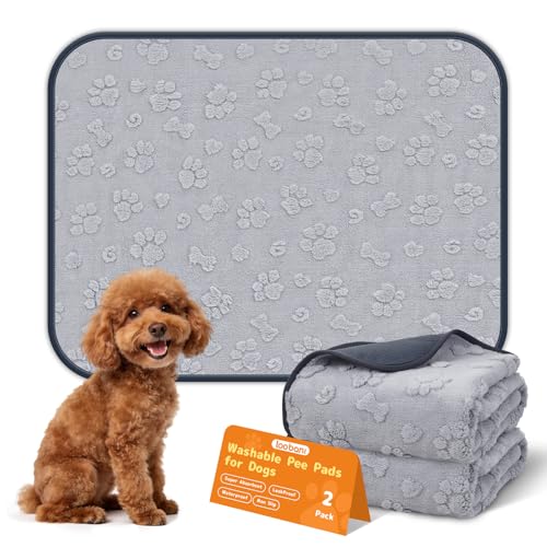 Image of LOOBANI Washable Puppy Pads Waterproof 36 inchx24 inch, 4 Pack, Gray | Soft Reusable Pee Pads For Dogs, Floor, Crate, Bed, Incontinence, Housebreak, Fast Absorbent, Non-Slip, Leakproof