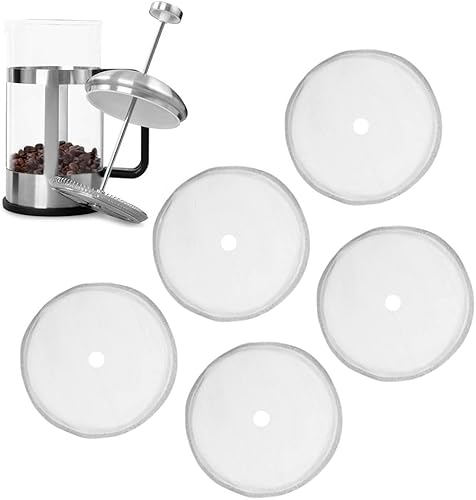 Filtros de repuesto para prensa francesa de 5 piezas, filtros de malla de acero inoxidable de 2.6 pulgadas, pantalla de repuesto para 4 tazas de 12