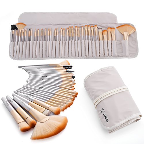 Vander 32Pcs Makeup brushes Set Fashion Champagne Gold Beauty Cosmetic Eyeshadow Makeup Brushes Set Kit(Champagne)