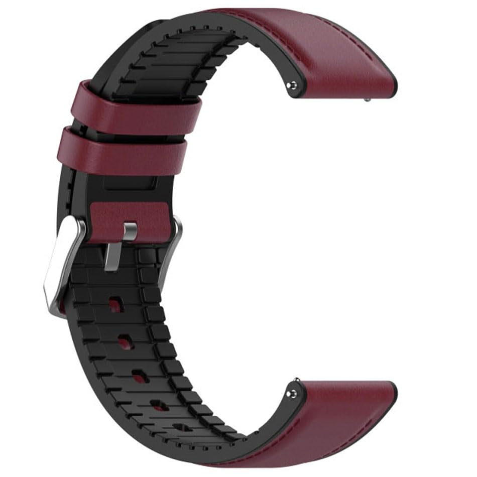 Image of AONES 20mm Watch Strap Leather Silicone Belt Compatible for Timex Analog Twhg03Smu26 Smartwatch Hook Band