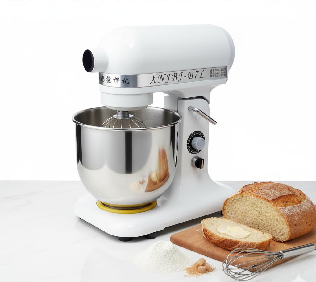 Professional 7L Stand Mixer, White Electric Kitchen Mixer for Baking, Dough Kneading, Mixing with Stainless Steel Bowl-image-36