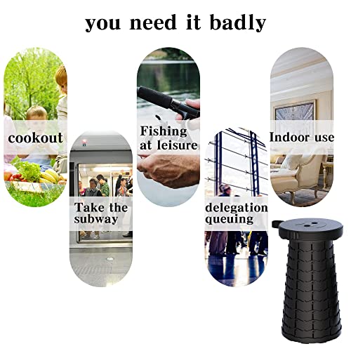 image for ALEVMOOM Collapsible Stool with Cushion, Portable Telescoping More Stu