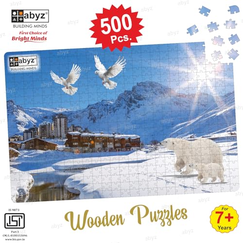 Image of ABYZ Wooden Jigsaw Snow-Covered surroundings Puzzle with 500-Pieces Play and Learn Educational Puzzle for Kids and Children aged7+ and Adults Toy for Improving Memory & Problem Solving