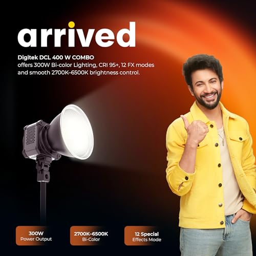 Image of Digitek DCL 400W Combo 300W Bi-Color COB LED Continuous Light with Reflector, Remote /App Control, 2700K-6500K CCT, 0-100% Dimming, 18750LM Output, CRI 95, 12 FX Modes, Bowens Mount Studio Light