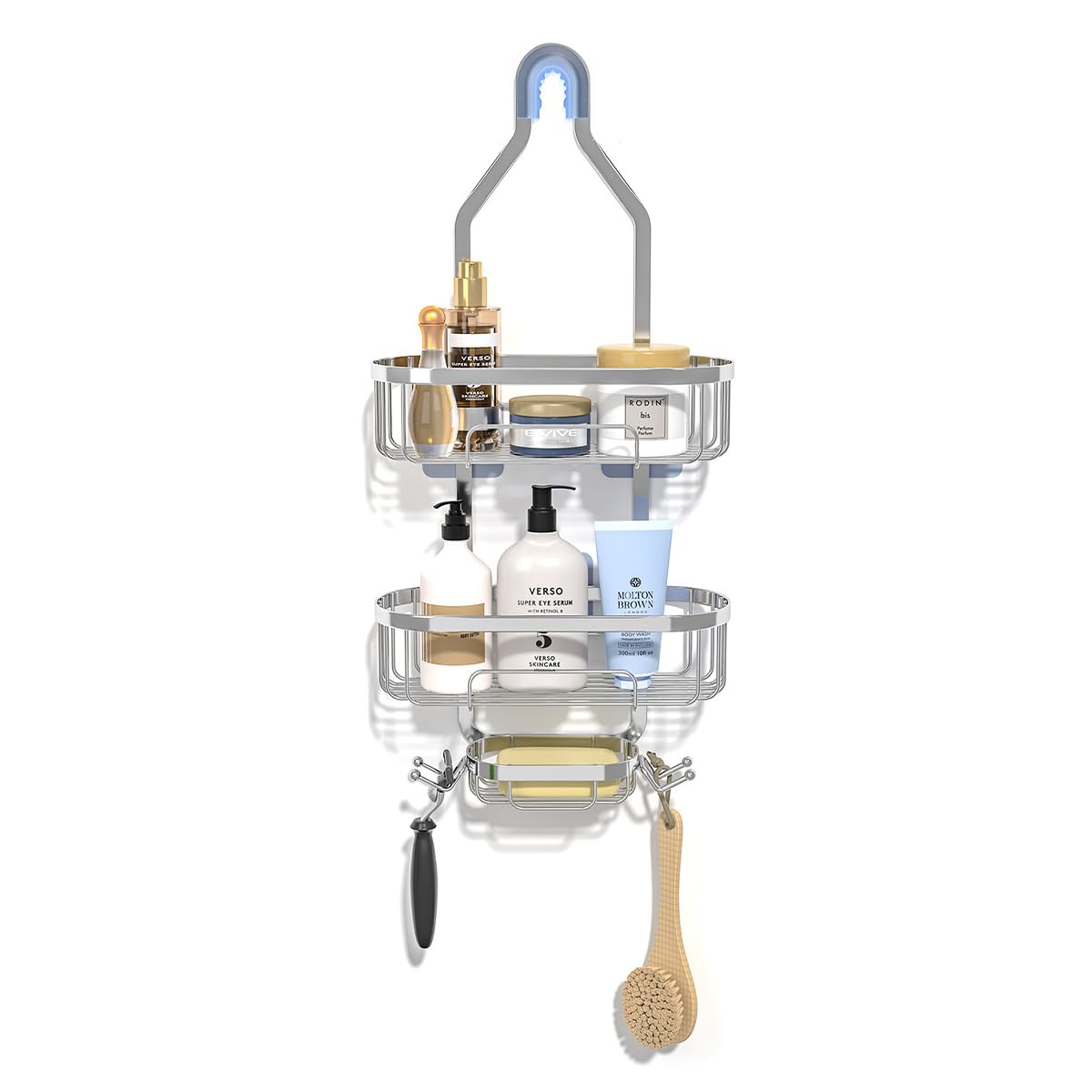3-Tier Shower Caddy Organizer Over Showerhead Hanging Rack 23 6 Inch Bathroom Storage with Hooks No Drilling Required