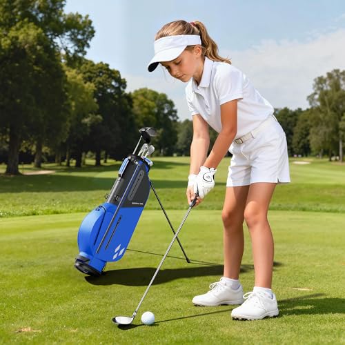 Image of 5 /6 /7 Pieces Kids Golf Clubs Set - Youth Golf Clubs Junior Set Ages 3-14 Includes Stand Bag, 1# Driver, 5# Hybrid, 7#, PW# Irons and Putter Right /Left Hand for Boys Girls