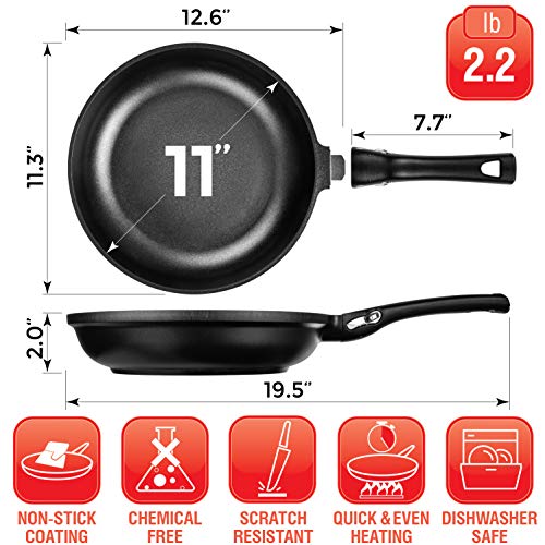 Dokaworld Frying Pan Nonstick 11 Inch - Big Frying Pan - Induction Frying Pan Detachable Handle - Large Nonstick Fry Pan - Large Skillet Fry Pan - Nonstick Pan - Aluminum Stir Fry Pan #TOP1