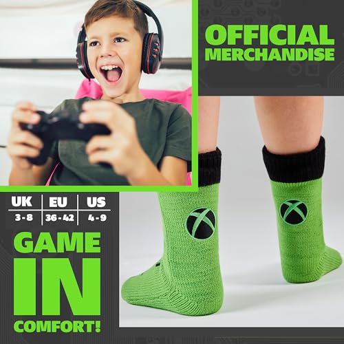 Xbox Stoppersocken Kinder Kuschelsocken, One Size Grip ABS Jungen Socken, Lizenziert, Gamer Geschenke für Jungs & Teens