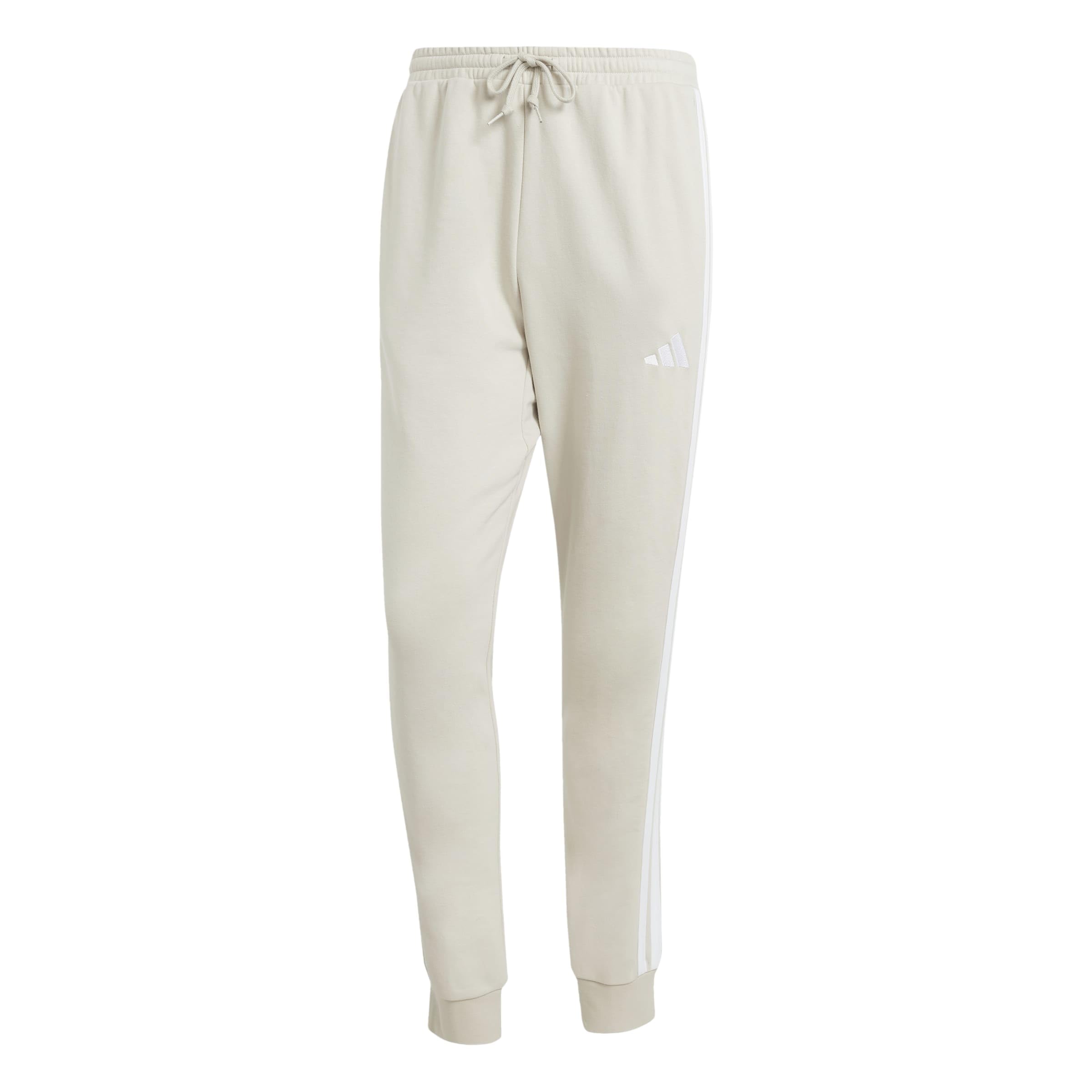 adidas Men's Essential Three Stripes French Terry Pant, Wonder Alumina/White, XXL