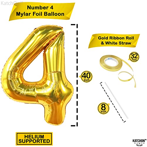 Image of KatchOn Gold Number 4 Balloons 40 Inch, 4 Birthday Decorations