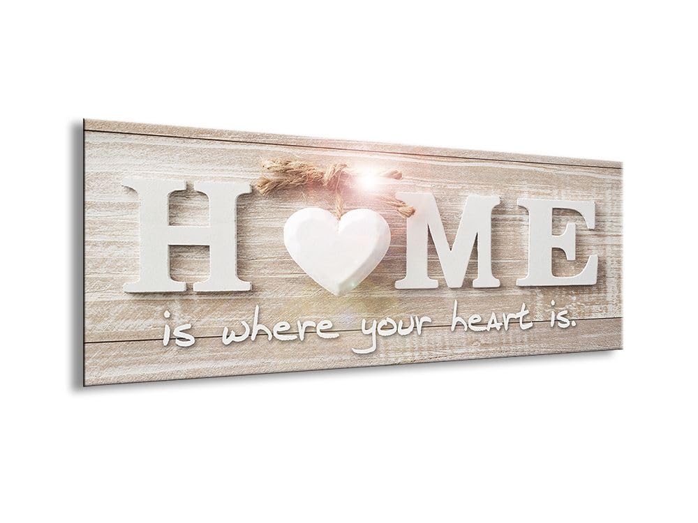 artissimo, Glasbild, 80x30cm, AG3929A, Spruch: HOME, Spruchbild, Bild aus Glas mit Spruch, moderne Wanddekoration aus Glas, Wandbild Wohnzimmer modern