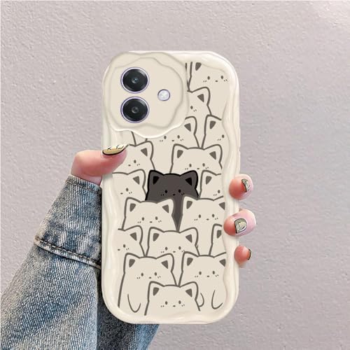 Gatto Custodia Onda Silicone Morbido Compatibile con OPPO A60 5G/OPPO A40m/OPPO A40 4G Bianco Cover