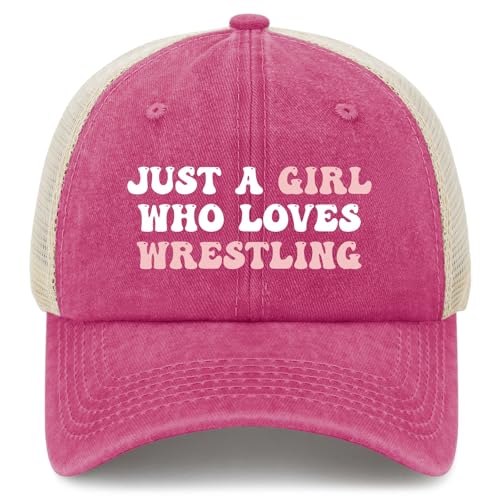 Just A Girl Who Loves Wrestling Trucker Hat Men Vintage Mesh Cap for Summer
