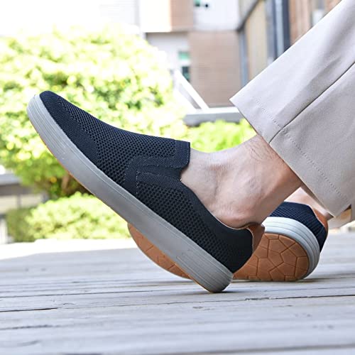 Konhill Men's Slip On Sneaker - Knit Walking Loafers Memory Foam Driving Work Skate Shoes Arch Support Slip Resistant Shoes 7.5 Us Navy 40 #TOP6