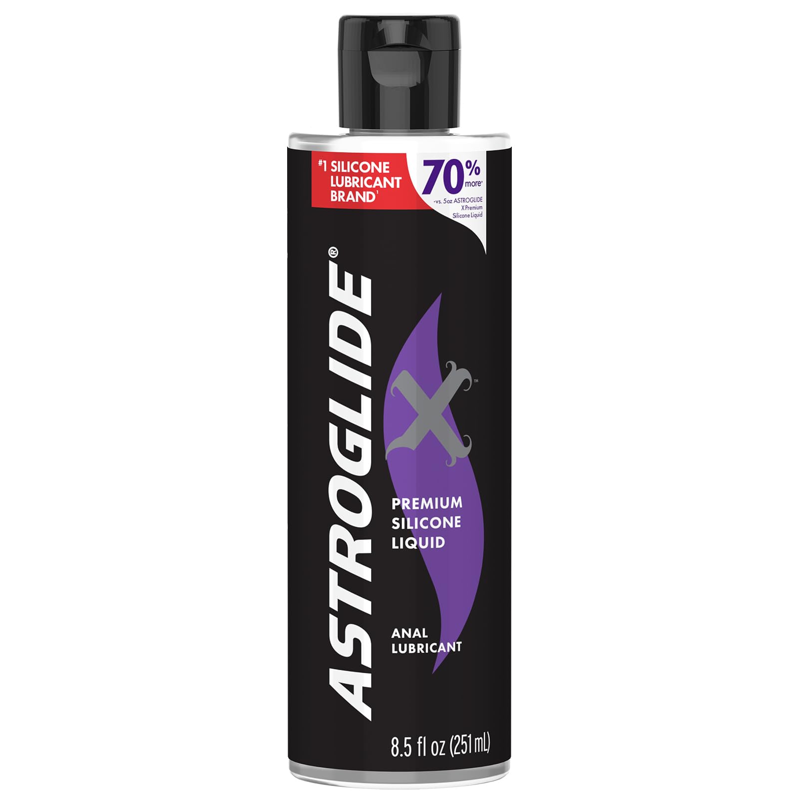 Astroglide Silicone Lube (8.5oz), X Premium Personal Lubricant for Vaginal and Anal Sex, Extra Long-Lasting Silky Lube, Waterproof 8.5 Ounce (Pack of 1)