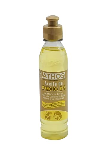 ATHOS Aceite con Mano de Res, Manteca de Karité, 8.5 fl oz de Reafirma y Tonifica Busto, Aceite de Glándos y Piernas con Mano de Carne, Manteca de