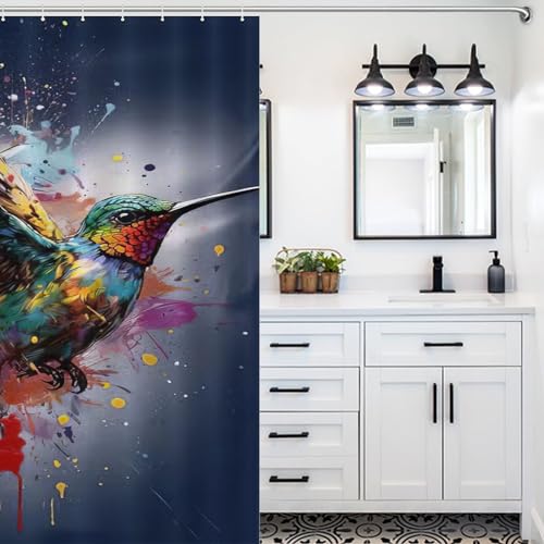 Rideau de douche colibri tissu imperméable 168x183 rideau de bain lavable baignoire - 5