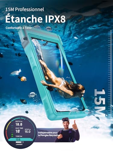 Housse sous-marine étanche 15m universelle IPX8 pour smartphone de 4.7 à 6.8''