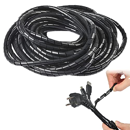 Gaine Spirale Flexible Universel 12m x 8mm, Gaine Torsadée Cache Câbles, Tube de Rangement Câble Protection Fils Electrique TV/PC/USB