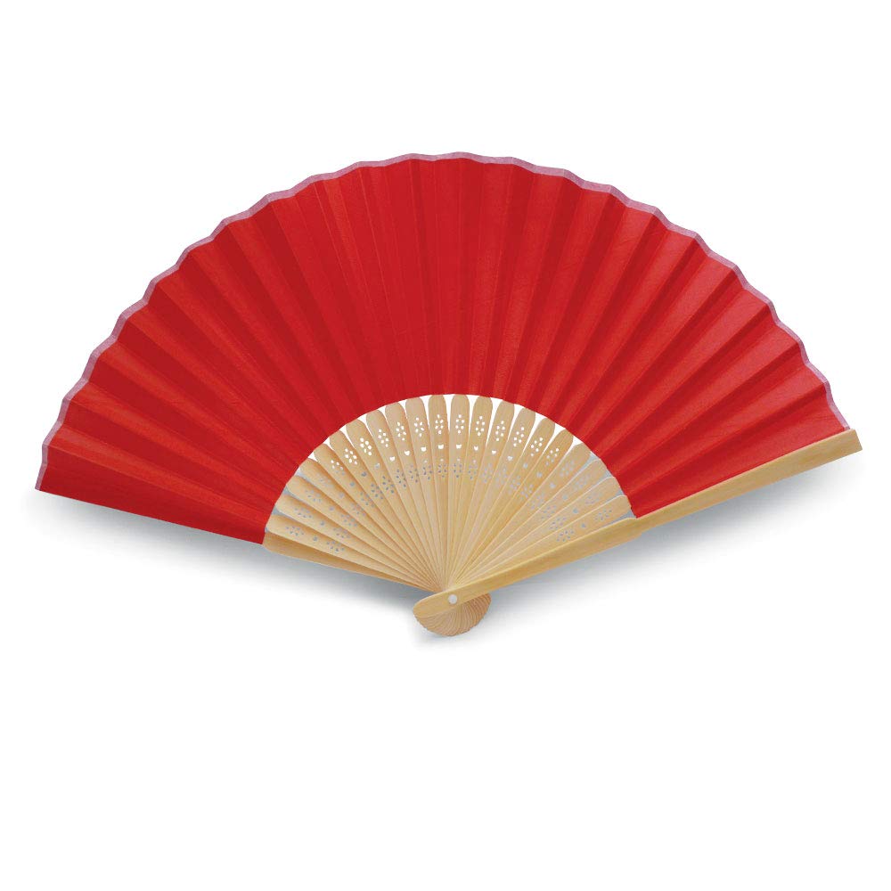 OLILLY - 50 Ventagli di Qualità in Tessuto Rosso e Bambù (Rosso, 50 Ventagli)