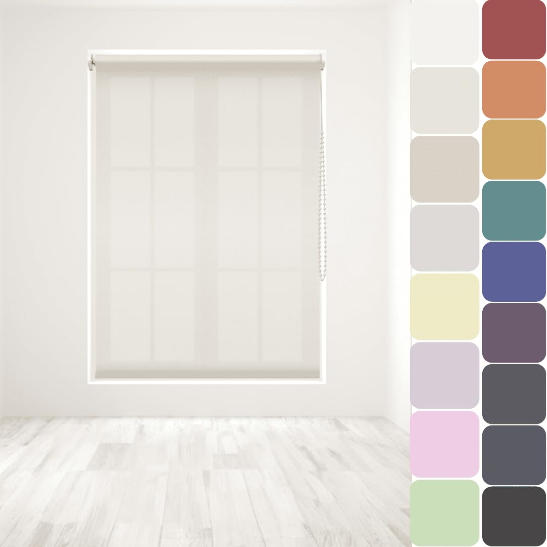 Straight Edge Dim-Out Roller Blind - Easy Fit Home Office - 120cm Width x 160cm Width Drop - Natural โ image 1