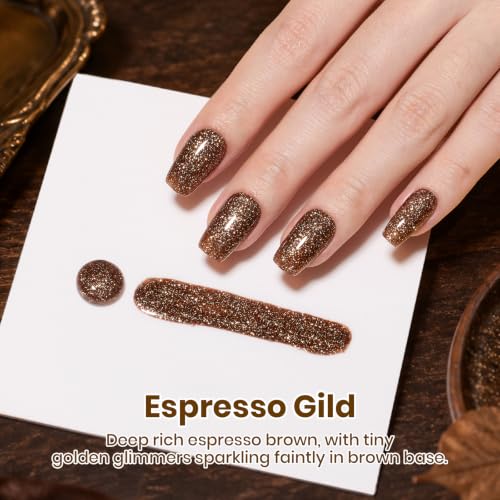 Image of Beetles Brown Glitter Gel Nail Polish, 15ml Espresso Gild Fall Gel Polish