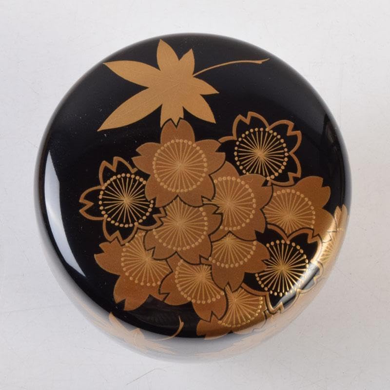 茶道具 黒塗 春秋蒔絵 棗 時代箱 V 8762