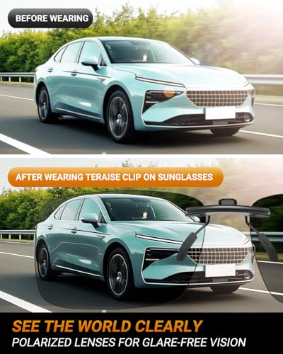 Image of TERAISE Polarized Clip on Sunglasses Over Prescription Glasses Anti-Glare UV400 for Men Women Driving Travelling Outdoor