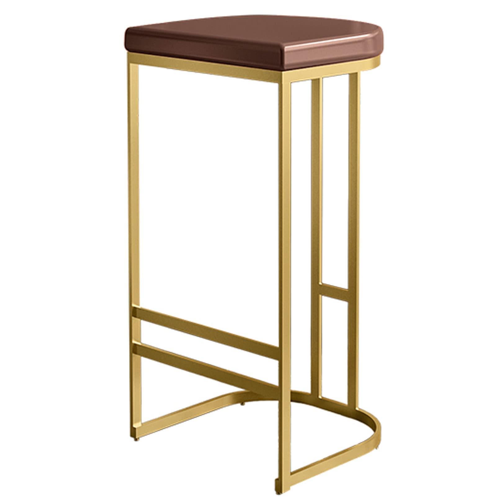 KLZUOPT Luxury Barstool Breakfast Kitchen Bar Stool Stylish Faux Leather Counter Height Chair Thick Padded with Footrest, High Back Breakfast Chair for Home,Brown Cushion,75cm Sitting Height