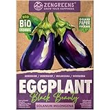 ZenGreens® – Graines de aubergine bio - Semences potagères - Graines de légumes pour une culture facile au jardin, sur le balcon ou dans un potager surélevé - Black Beauty